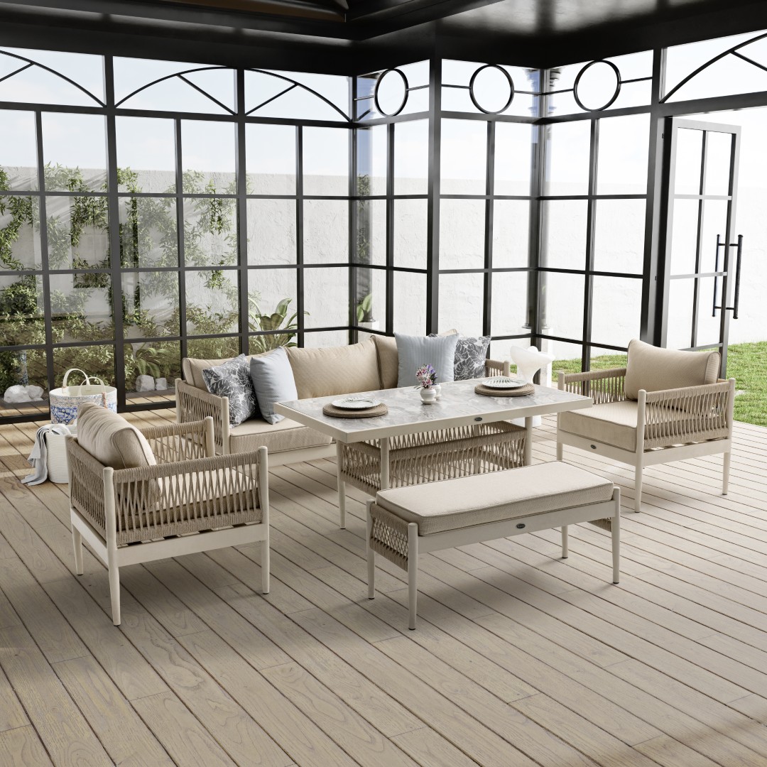 LYON Outdoor Sofa Set – with Center Table & Bench - Image 6