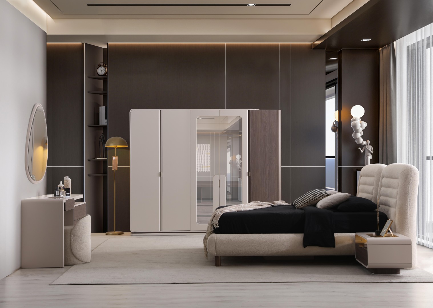 ARMONI Bed Set with Dresser & Wardrobe – Modern Elegant Bedroom Design - Image 12