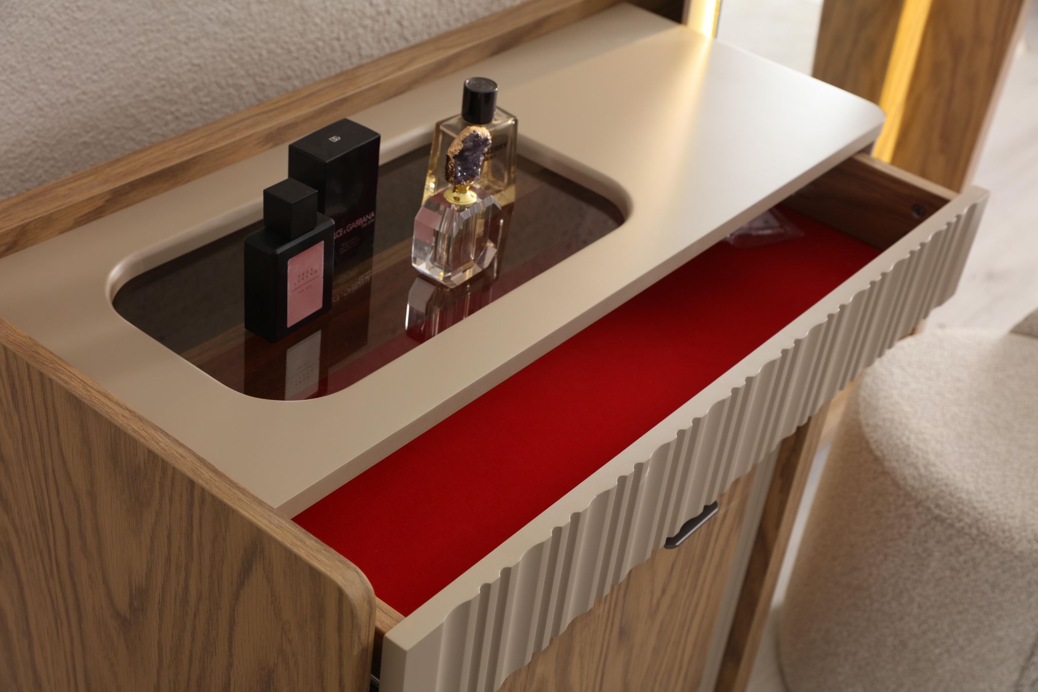 LIDER Bed Set – Modern Upholstered Bed with Natural Wood Accents - Image 3